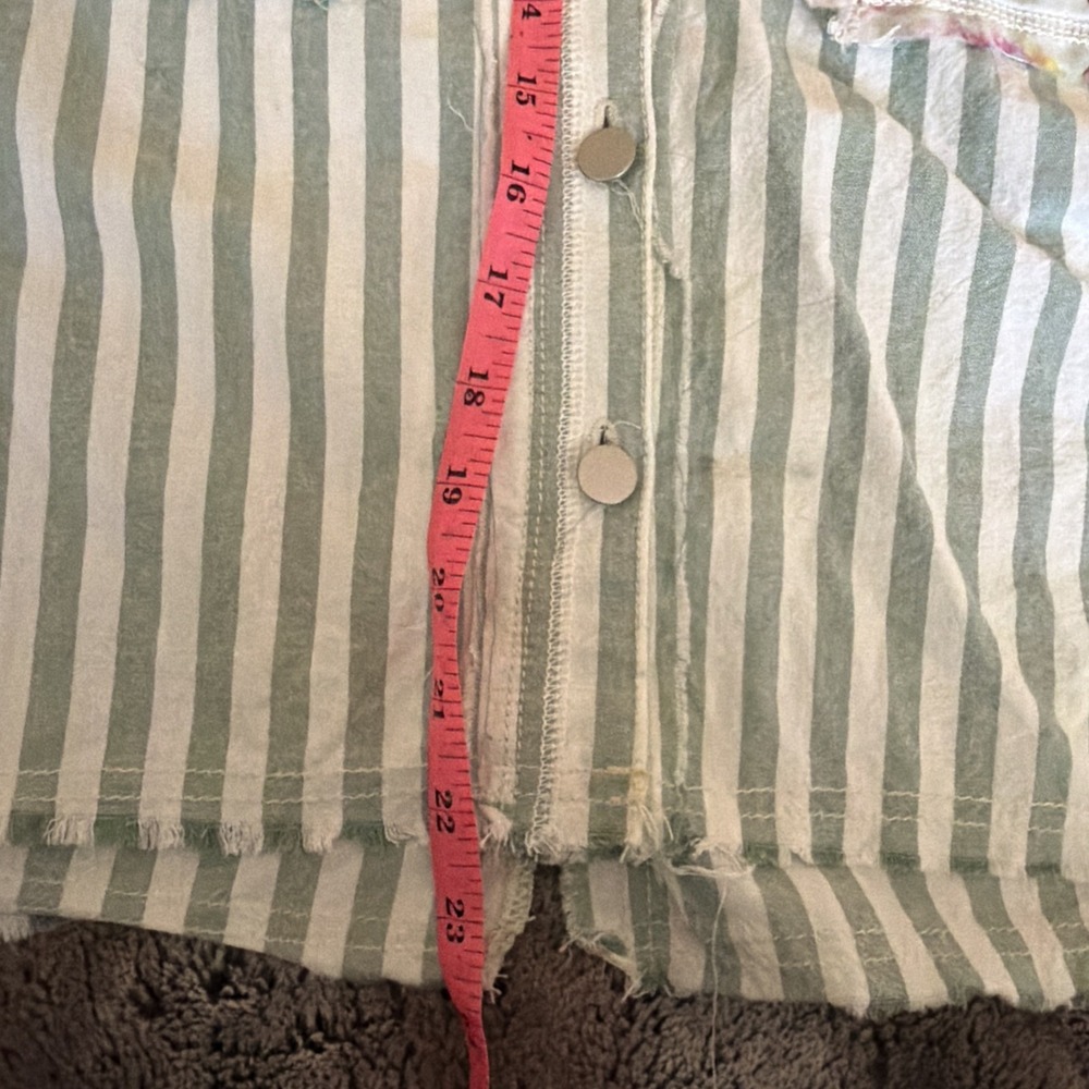 Pol Patchwork Lace Blue White Stripe Button Up Sh… - image 6